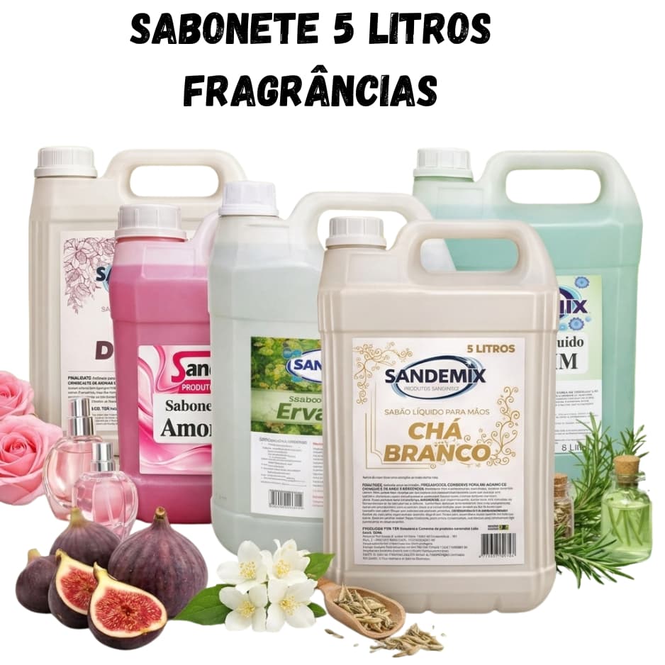 Sabonete Líquido 5 Litros Galão Para Mãos Lavabo Banheiro Refil Econômico Aromas FraganciasVariados