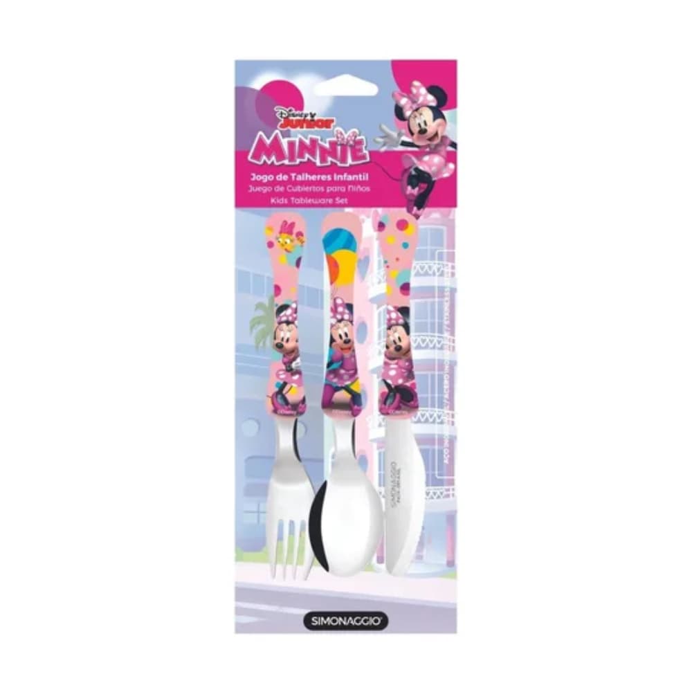 Jogo De Talheres Inox 3 Pcs Infantil Minnie - Disney
