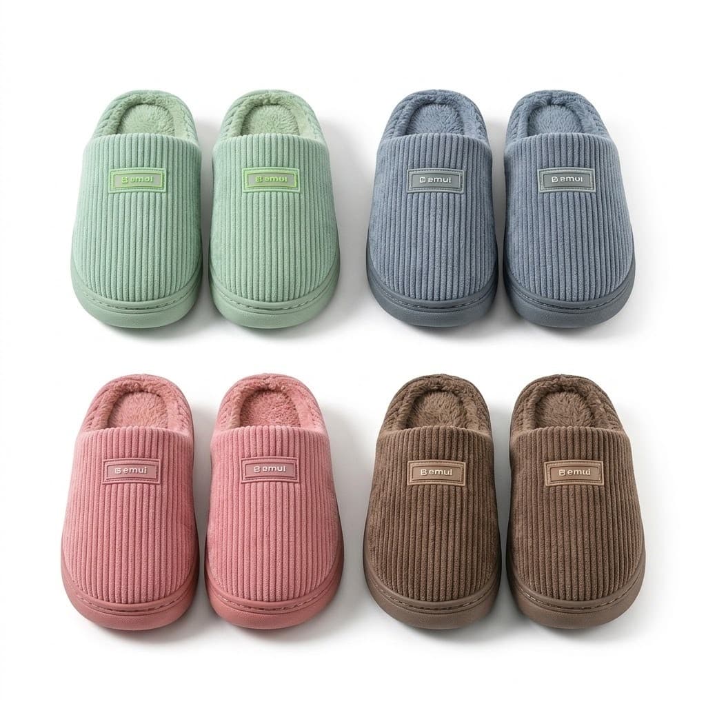 Pantufa Feminina  em Veludo Super Macio Solado Antiderrapante Calçado Super Confortável