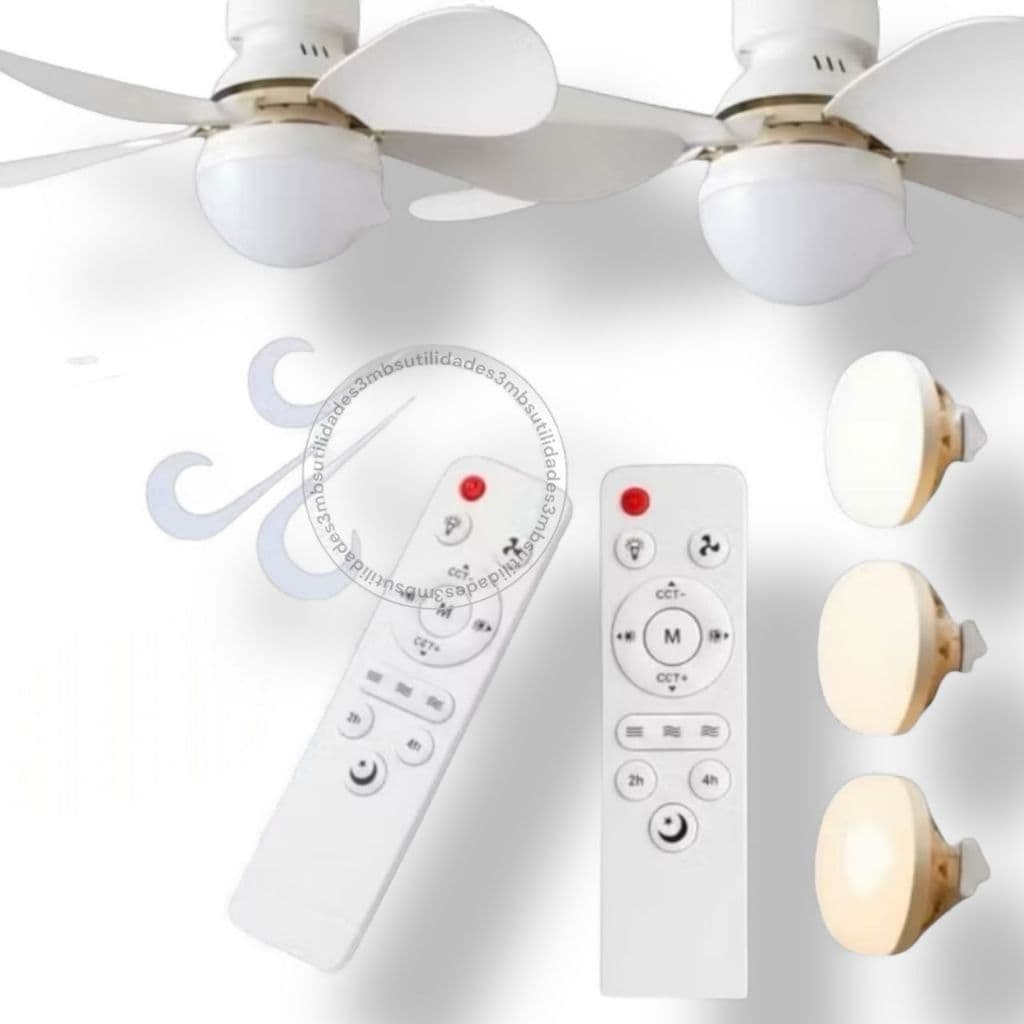 KIT 2 Ventilador de Teto Moderno com Luz LED, 60W 6 Hélices | Bivolt 110w-220w, Kit desde 1 até 4 pç