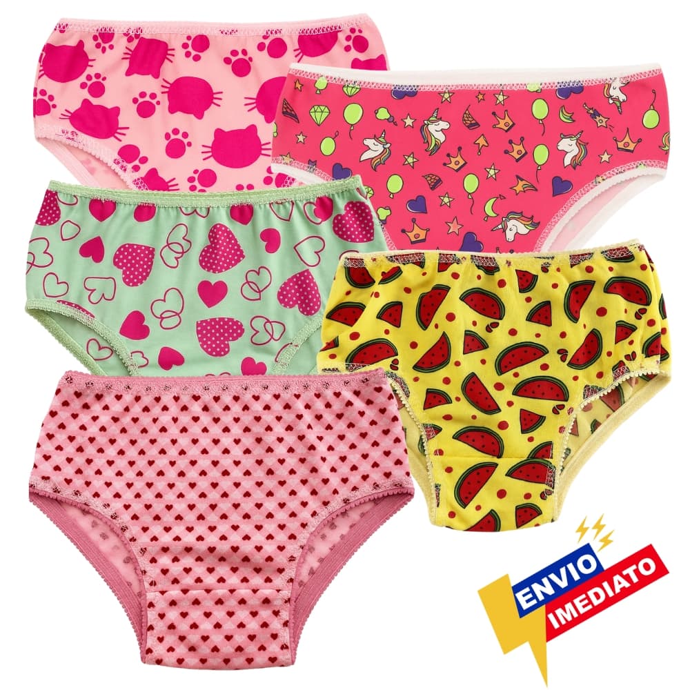 Kit com calcinhas infantil forrada veste do P ao GG 1 a 9 anos