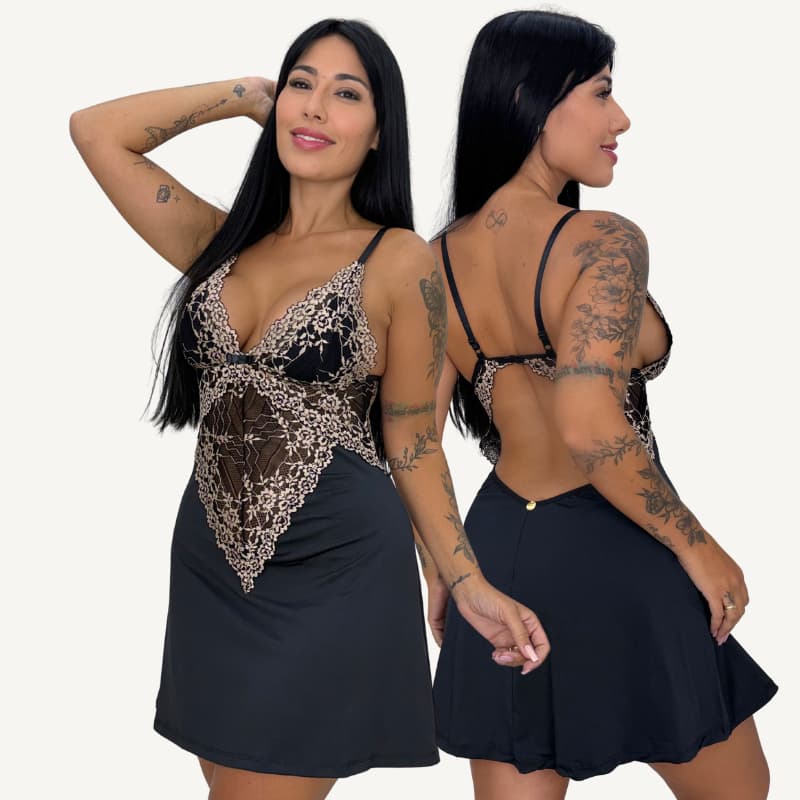 Camisola Feminina em Renda Luxo Elegante Confortável
