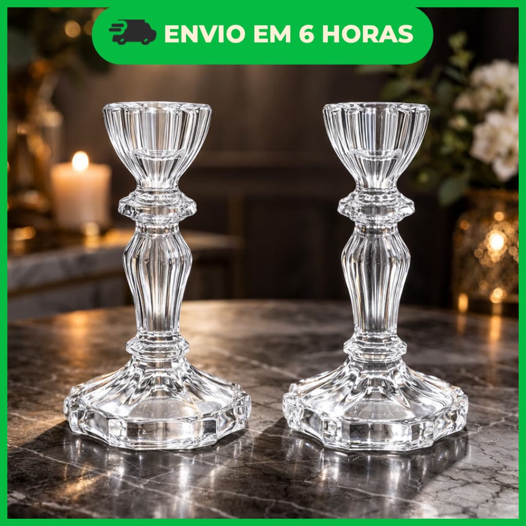 Castiçal em vidro - Porta velas decorativo lola