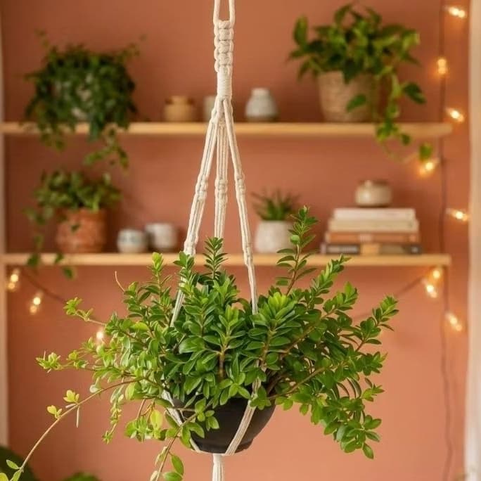 Suporte de planta macramê  feito a mão 80 cm decoração boho para vasos produto artesanal