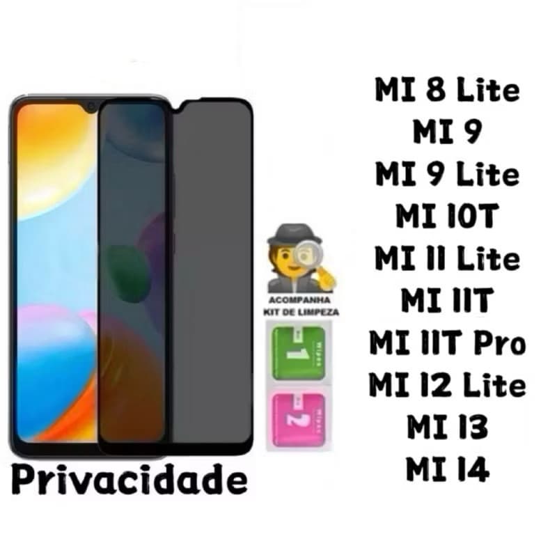 Película de vidro 3D Privacidade Anti Spy Para Xiaomi MI8 Lite MI9 MI9Lite MI10T MI11 Lite MI11T Pro MI12 Lite MI13 MI14