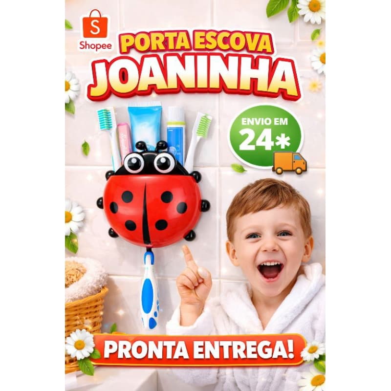 Porta-Escova De Dentes  Em Forma De Joaninha Ventosa Criativa Joaninha COR VERMELHA