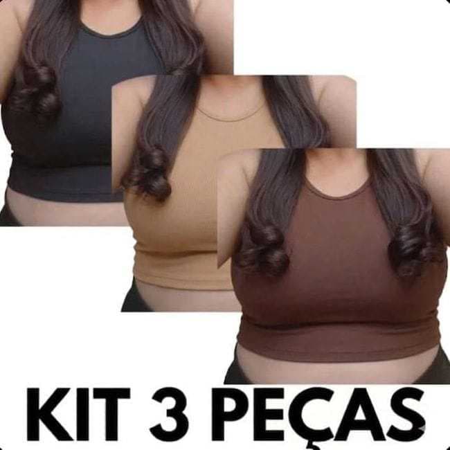 Kit 3 Top Cropped Nadador Curve Plus Size G1 G2 G3 e G4 G5 G6  Grosso Fitness