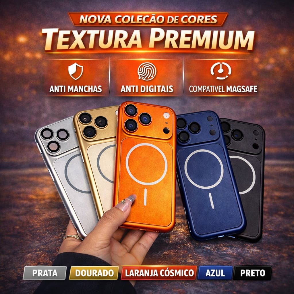 Capa Magnética MagSafe para iPhone 13 14 15 16 17 Pro Max Fosca Antichoque com Proteção de Lente