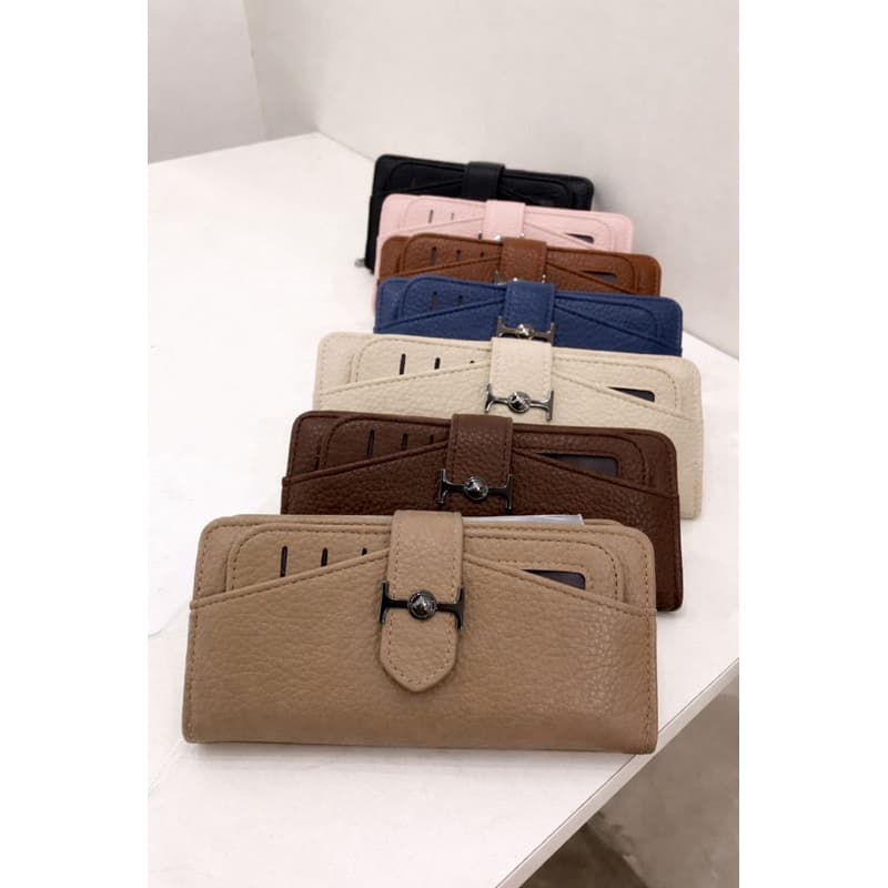 carteira feminina couro sintético com zíper e divisórias com cartões