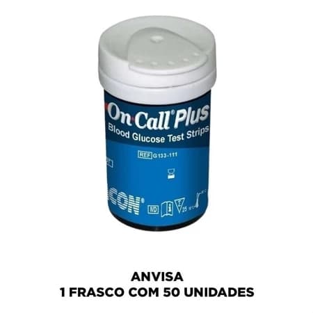 TIRAS DE TESTE DE GLICOSE FITA DE GLICEMIA ON CALL PLUS II C/ 01 CX