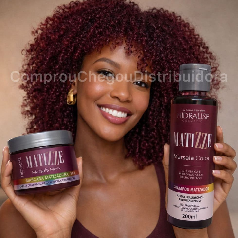 KIT Shampoo + Máscara Tonalizante Matizze Hidralise Marsala Intenso S/ Amônia 100% Natural