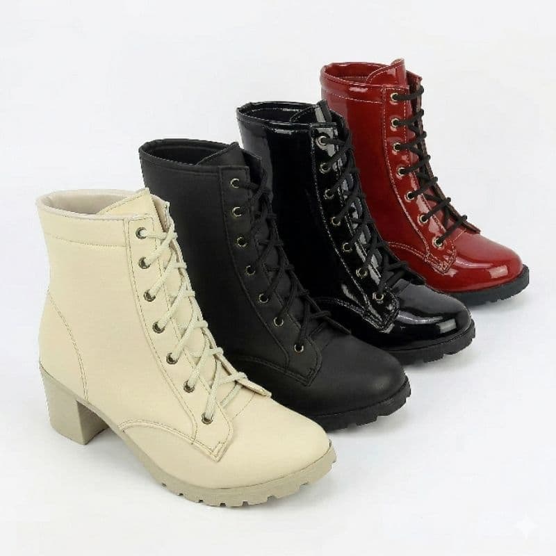 Bota Coturno Feminina Salto Alto Tratorado G80