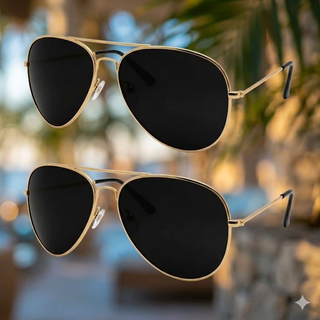 Óculos de Sol Aviador Masculino e Feminino – Lente Escura Proteção UV Estilo Clássico