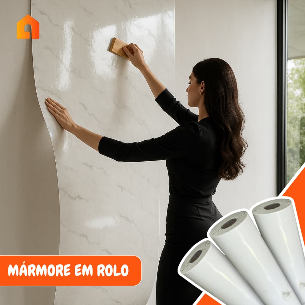 Placa Adesiva 3m x 60cm Autocolante 3d Mármore em Rolo Lavável Impermeável Revestimento Parede