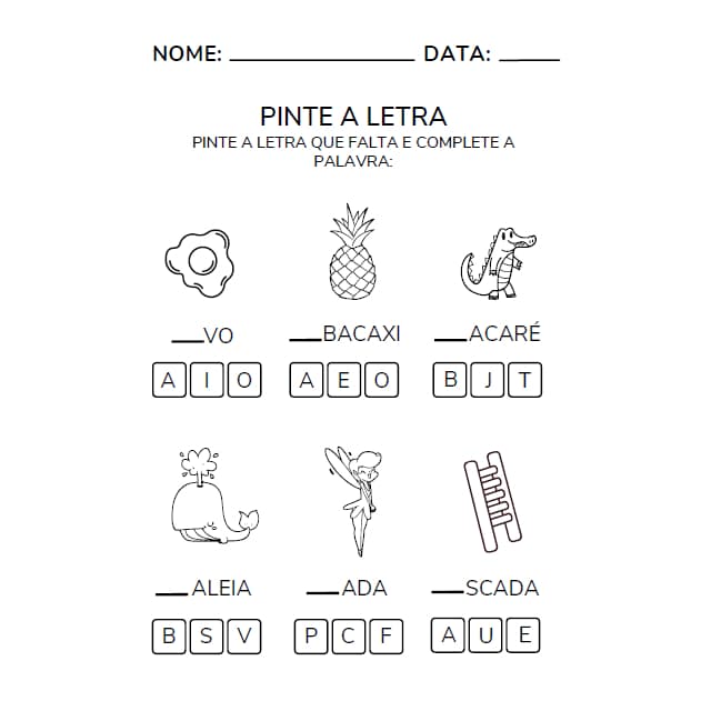 Kit 50 atividades infantil Pedagógica Variadas Folha a4 inteira