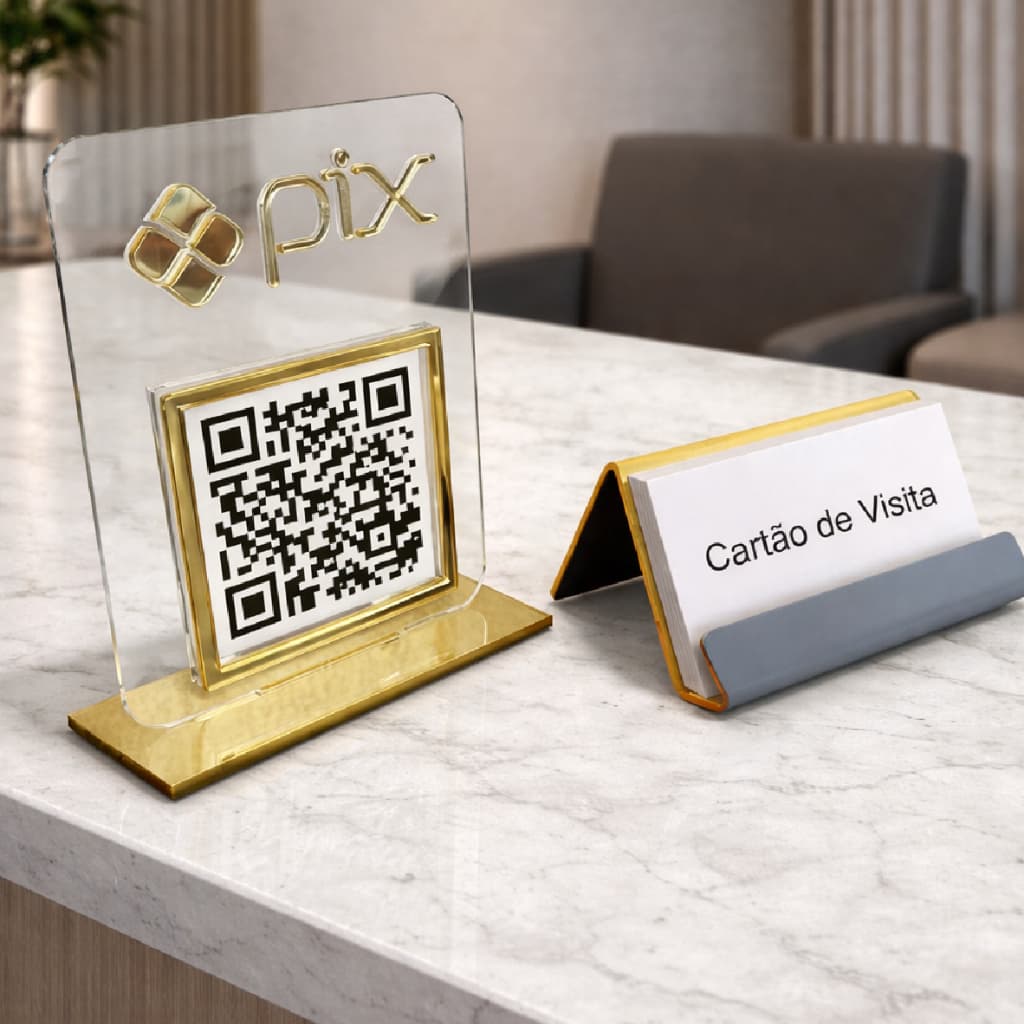 Kit Placa Pix com Expositor de Cartão - Envio Rápido