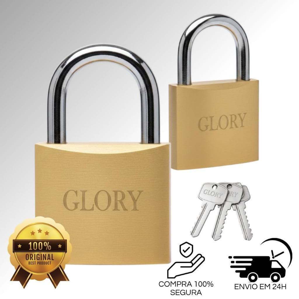 Cadeado Glory Resistente Com 3 Chaves Para Armário Mala E Portão Varios Tamanhos