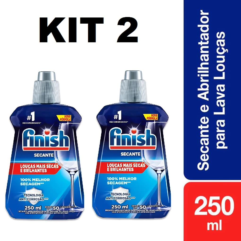 Kit 2 Secante para Lava Louças Finish Abrilhantador 250ml
