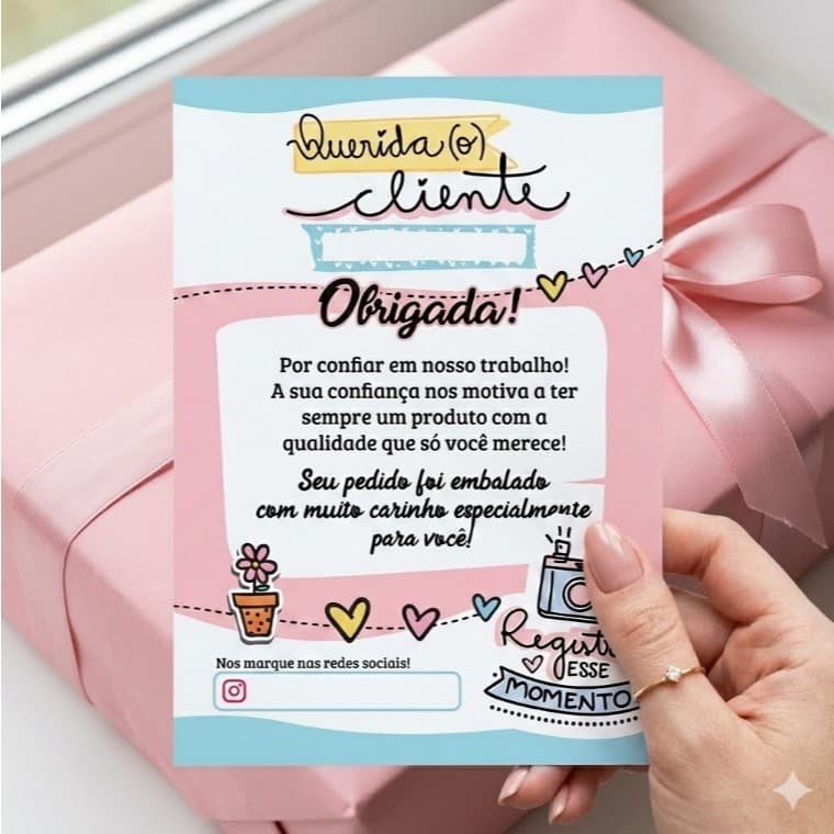 110 Folhetos Carta de Agradecimento ao Cliente 10x14 - Empresa, Loja, Embalagem