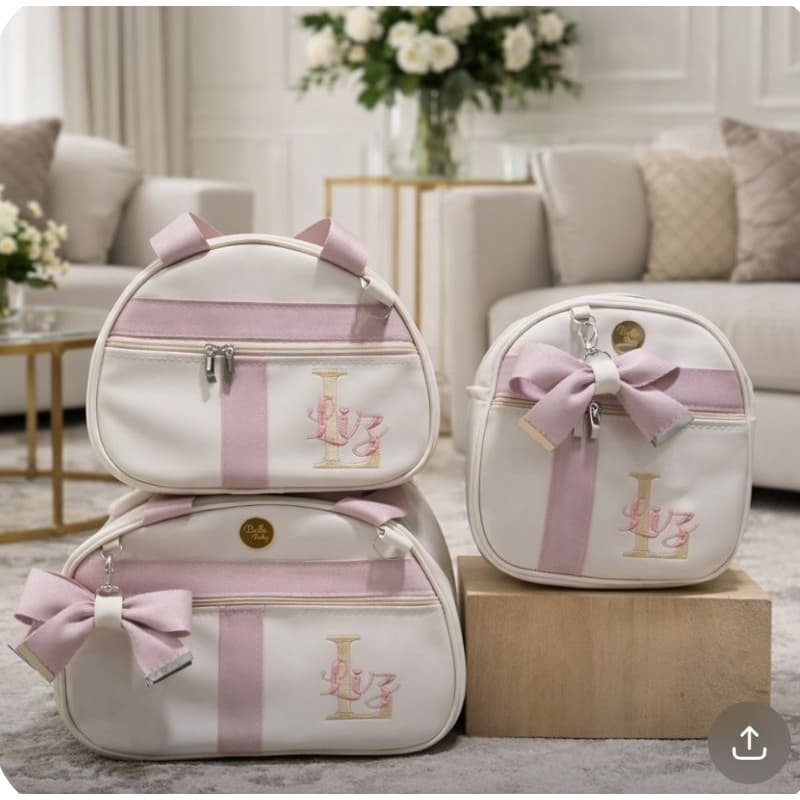 kit de bolsa  maternidade personalizada 3 peças