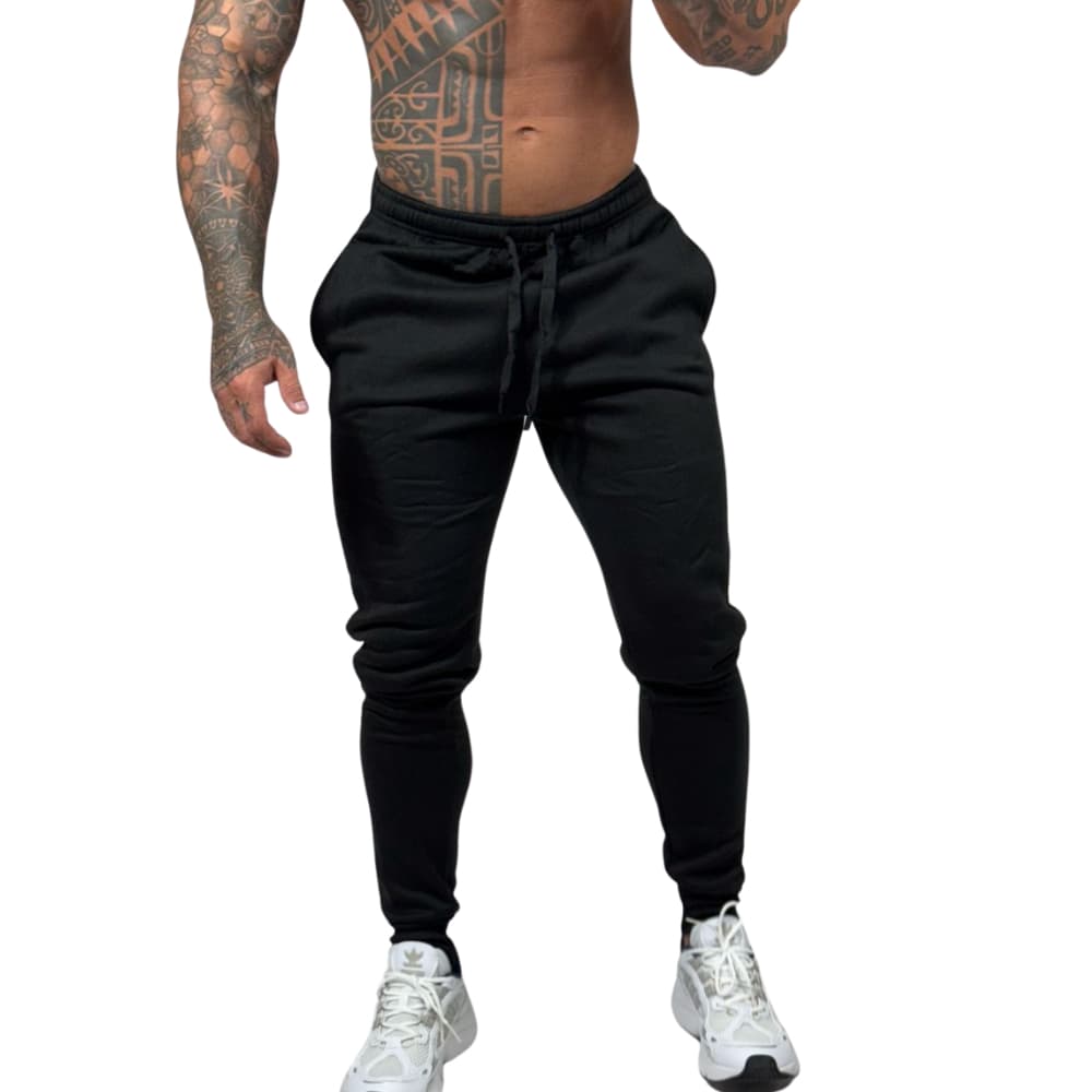 Calça Moletom Peluciada Masculina Com Punho Ajustável