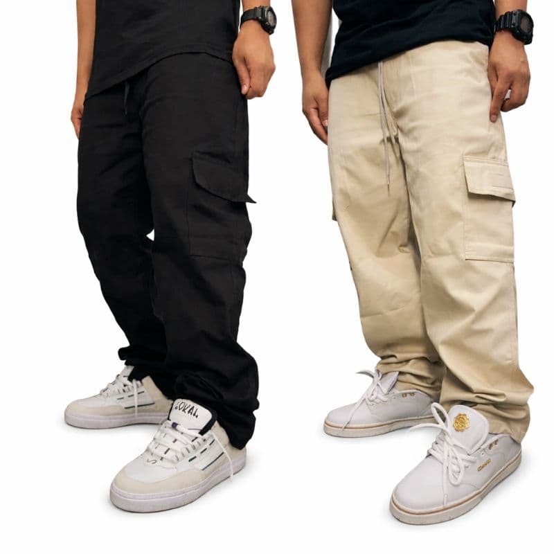 Kit 2 Calças Cargo Juvenil Masculina Feminina 10 ao 16 Infantil 6 Bolsos com Elástico Confortável