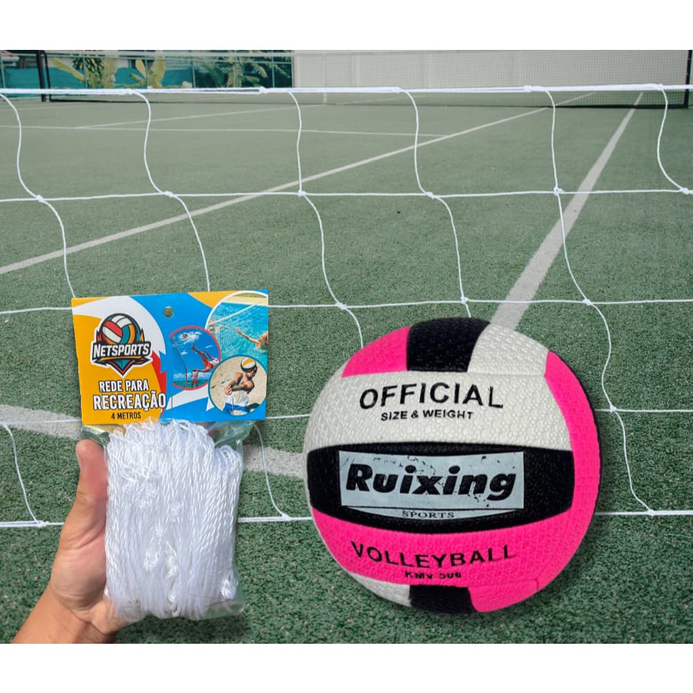 Kit Volei Bola semi PRO + Rede de volei 4 metros, (piscina, praia e parque)