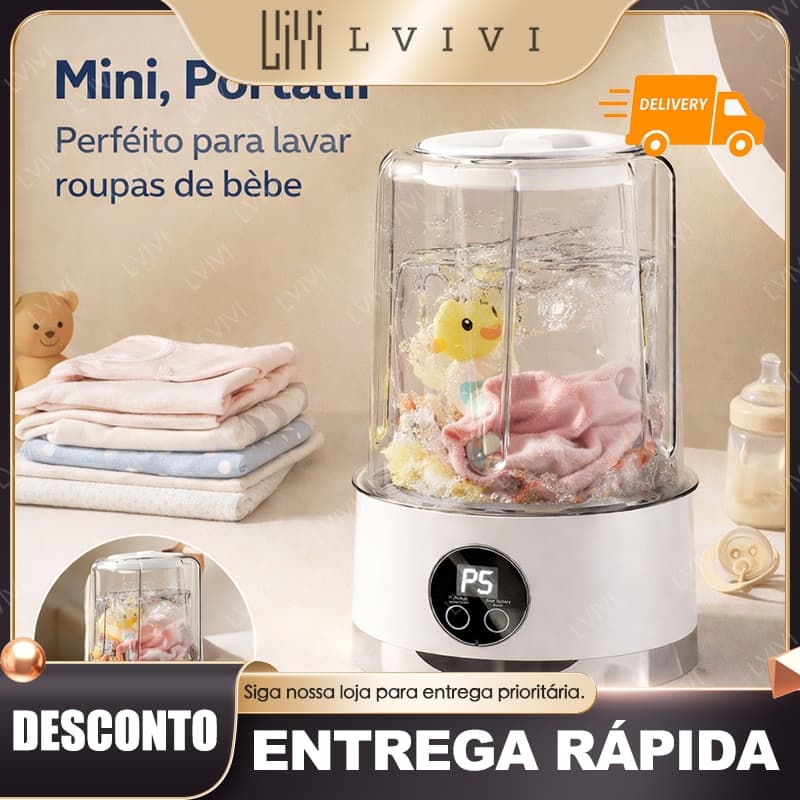 Mini Máquina de Lavar Portátil 1000ml – Para Roupas Íntimas, Meias e Máquina de Lavar USB