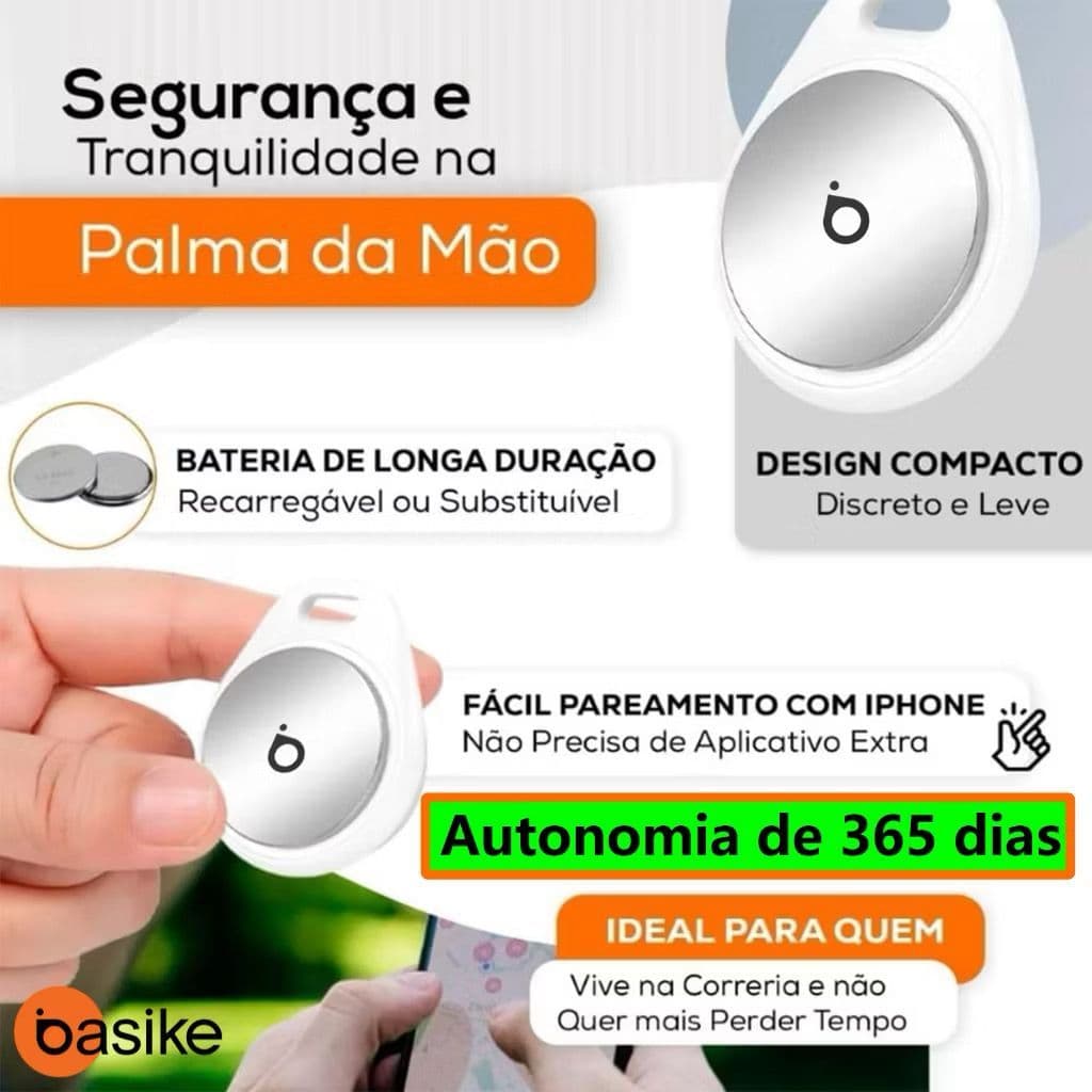 Rastreador Basike  AirTag Smart Tag MFI Localizador GPS Mala Carro Moto Pet Criança Sem Limite de Distância