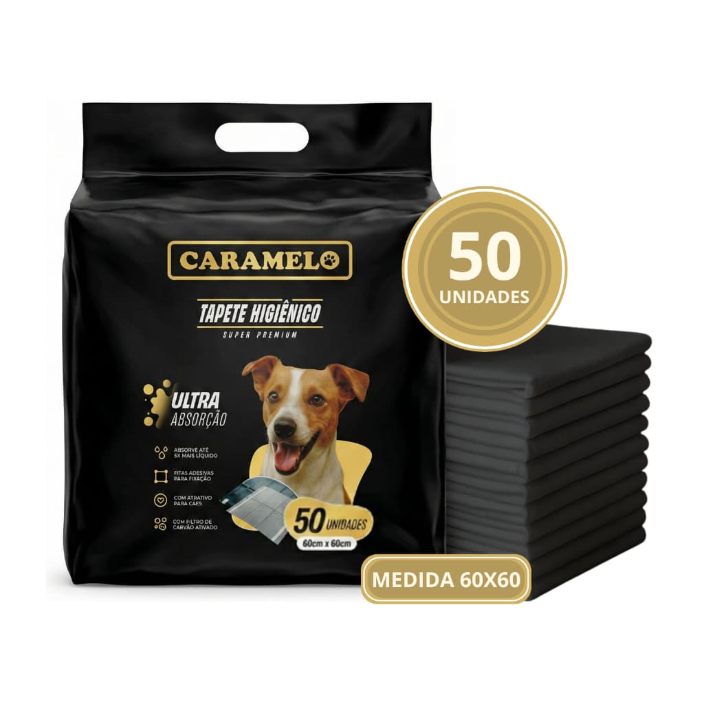 Tapete Higiênico Para Cães de Grande e Médio Porte - Super Premium Com Carvão Ativado  - Anti Odor - Caramelo