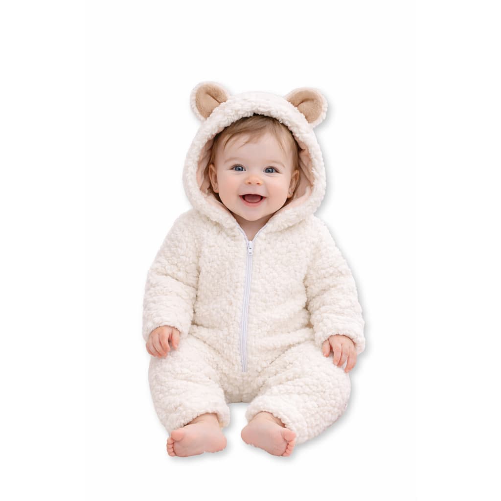 Macacão Bebê Menino e Menina Ursinho Sherpa Pele de Carneiro Infantil Quentinho Soft