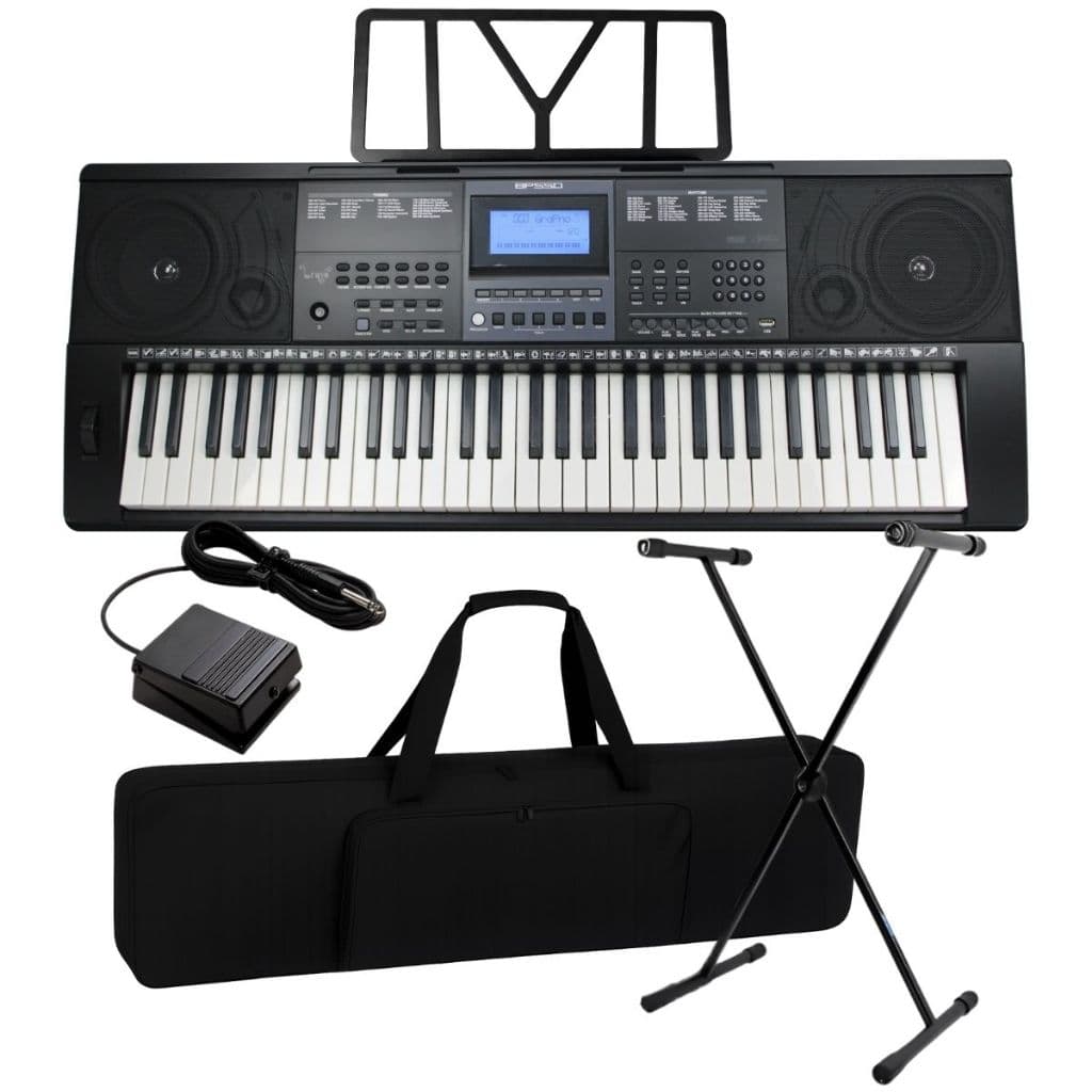 Kit Teclado Musical Bravo Bp550 61 Teclas Sensitivas + Capa Suporte Pedal