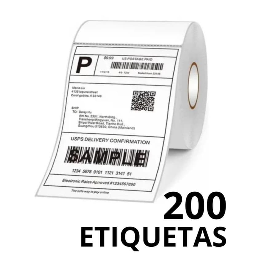 Rolo 200 Etiqueta Térmica 100x150 10x15 Papel Adesivo Serrilha Não Usa Ribbon ECommerce Masterprint