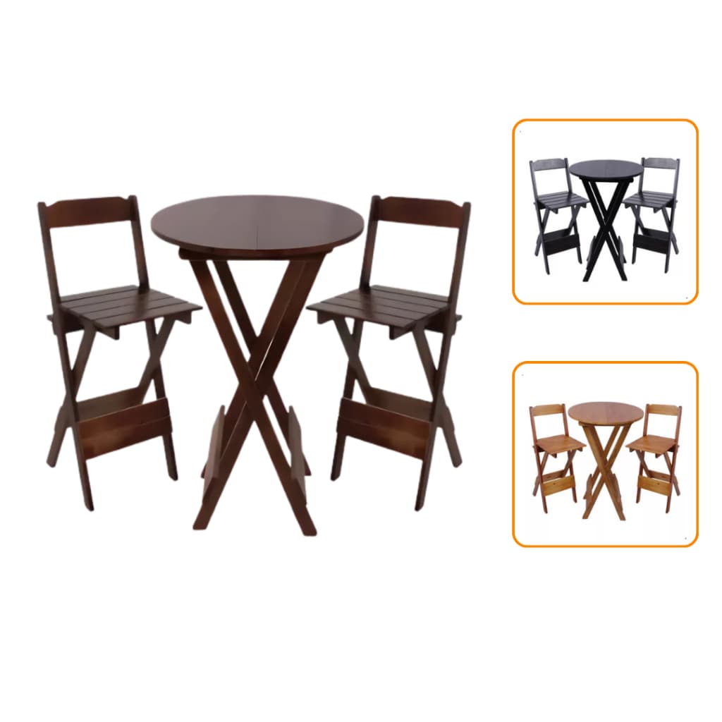 Conjunto Mesa e Cadeira de Madeira Bistrô
