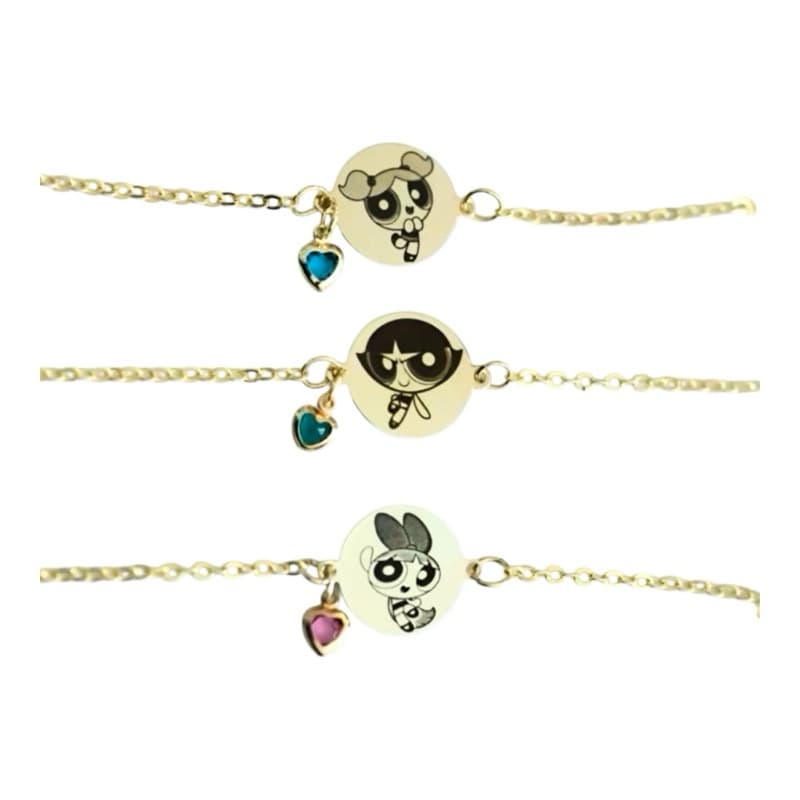 Kit 3 Pulseiras Meninas Superpoderosas Lindinha, Docinho e Estrelinha banhada em ouro 18k ou em prata 925