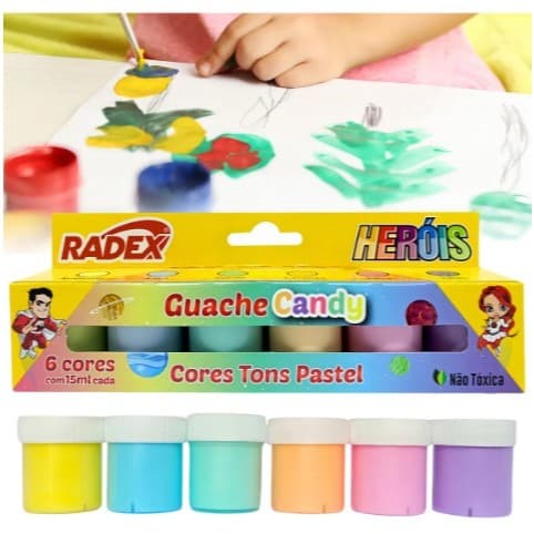 Guache Radex 15ml Têmpera Cores Tons Pastel 6 Unidades