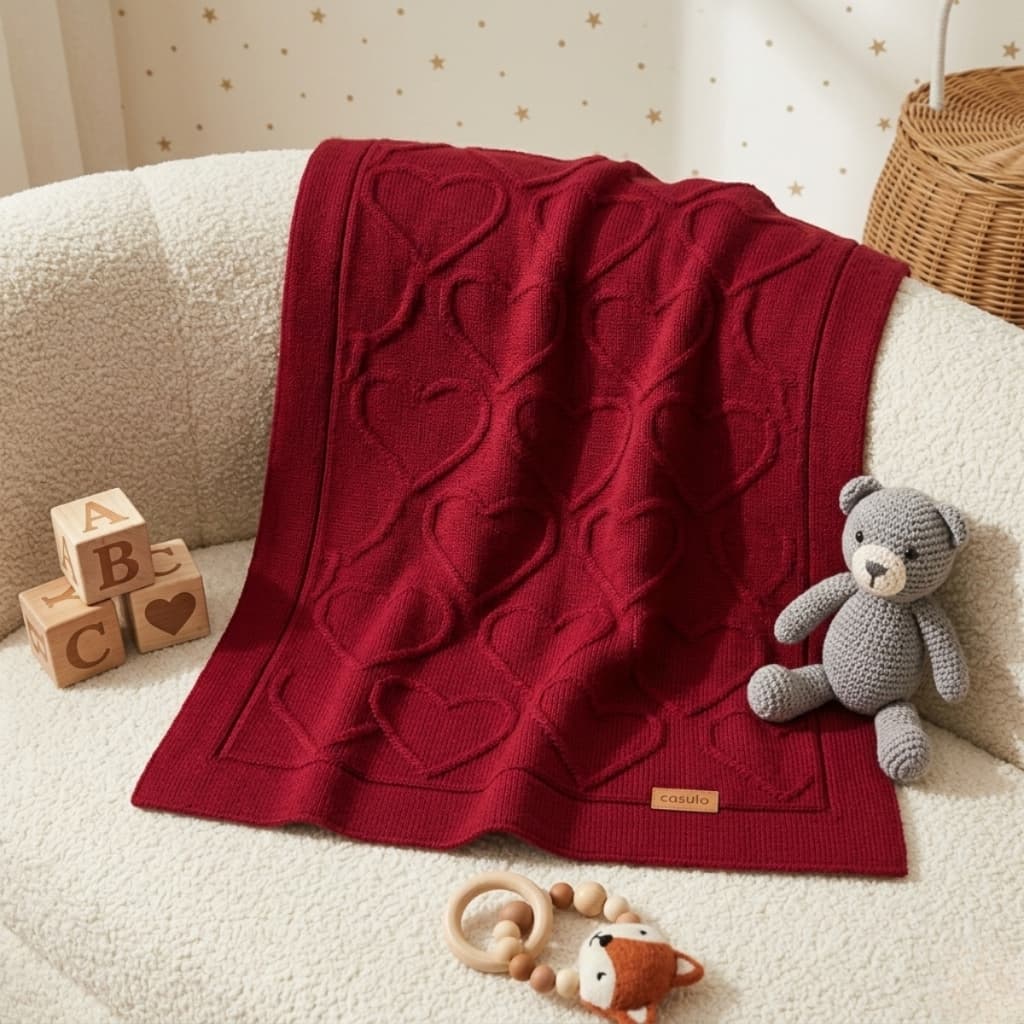 Manta Infantil Menina Menino Coração 80x80 Soft Super Macia e Aconchegante