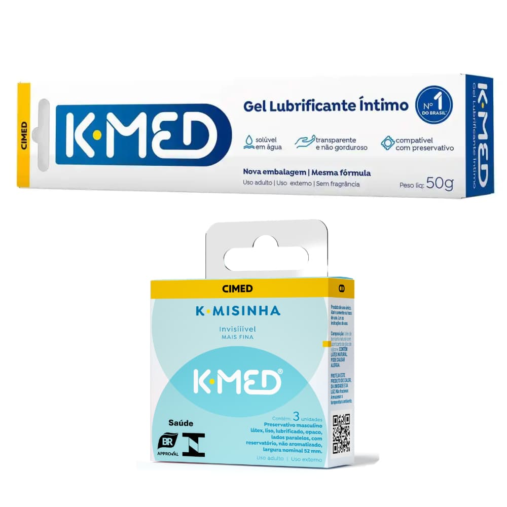 Kit 1 K-med 50g Bisnaga + 1 K-misinha K-med Invisível 3und Preservativo Lubrificante Sexshop