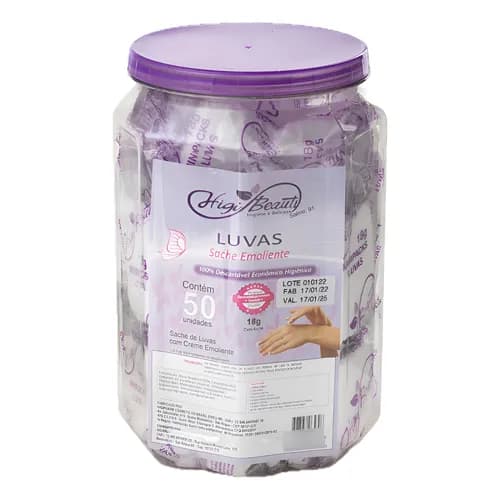 Pote Luvas Com Creme Emoliente Hidratante Kit Manicure 50 Un