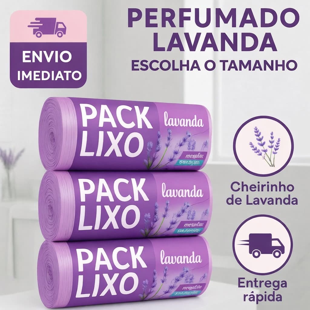 Saco de Lixo Lavanda Neutralizador de Odor Pia e Banheiro Escolha o Tamanho - Extrusa-Pack