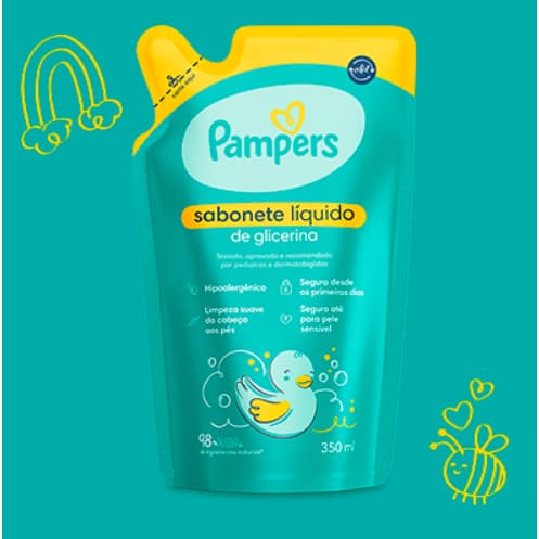 Pampers Refil sabonete líquido glicerina 98% de ingredientes naturais 350ml