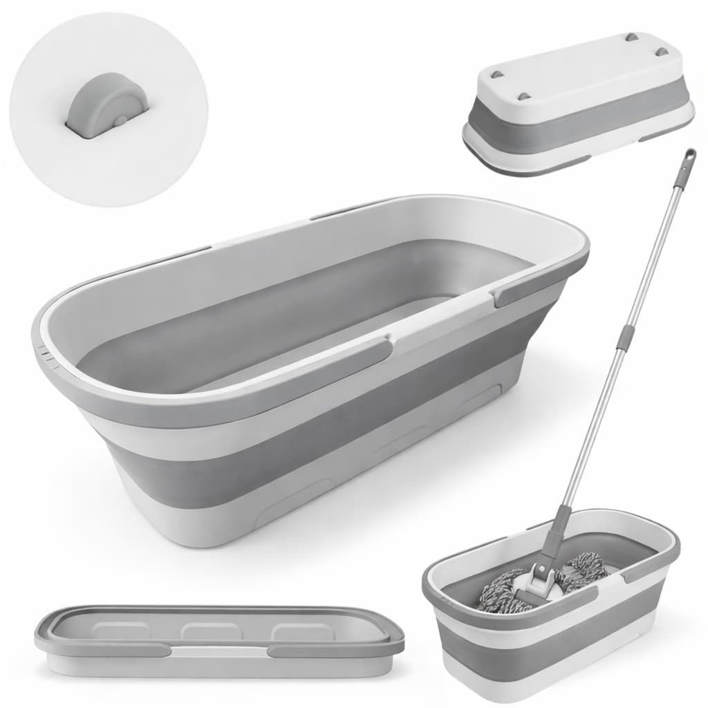 Balde Retangular Dobrável de Silicone  Multiuso com 4 Rodinhas Flexíveis e Retráteis