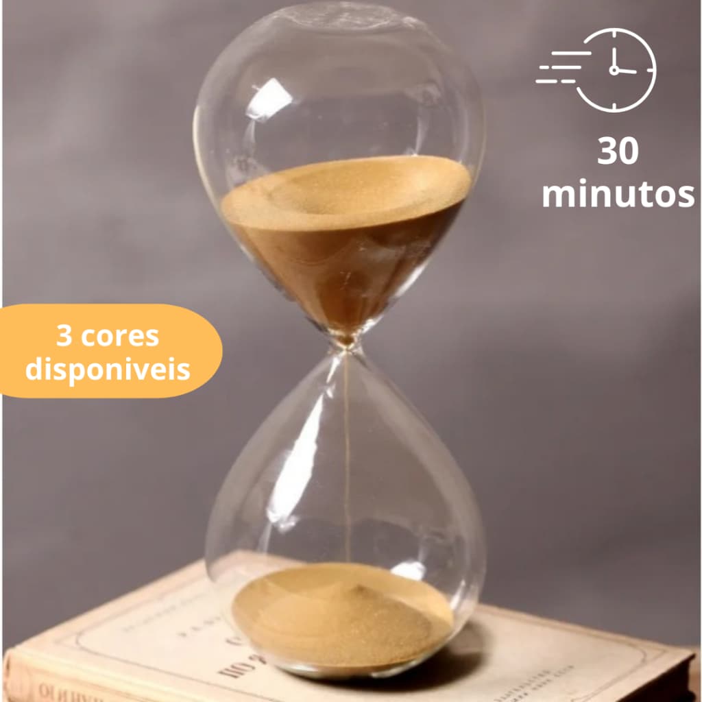 Ampulheta de 30 Minutos Decorativa de Vidro e Areia Colorida
