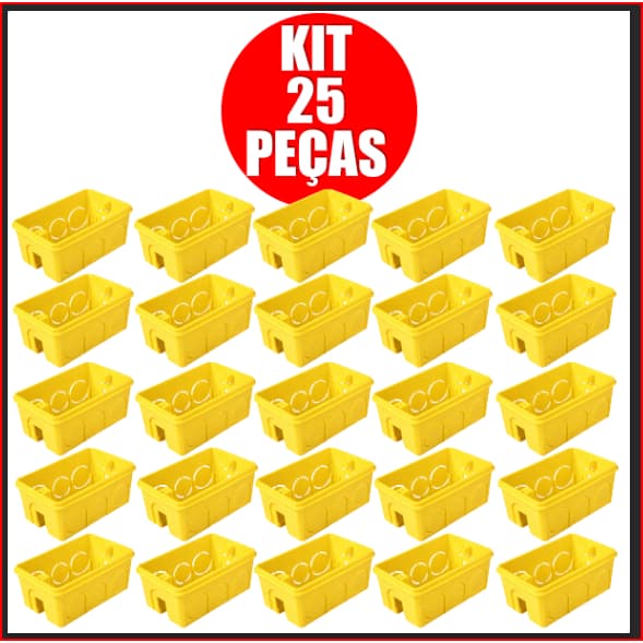 Caixa de Embutir 4x2 Amarela Tramontina Eletroduto 1/2" e 3/4" Kit com 5 Peças