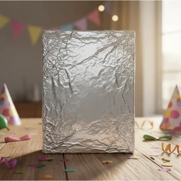 100 Folha Papel Chumbo 15x20 Cm Prata Embalagem P/ Bolo/ Ovo De Pascoa/ Bombom/ Doces