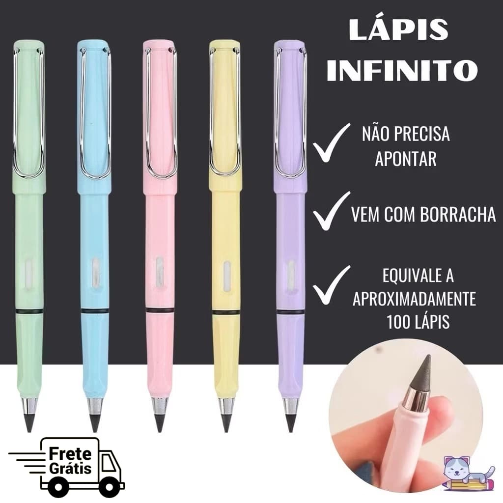 Kit 3/6/12 Lapis Infinito com borracha Kawaii Volta as aulas Material escolar
