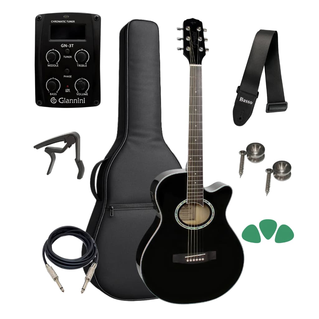 Violão Elétrico Giannini Gsf1d Bk Preto + Kit Capa Completo