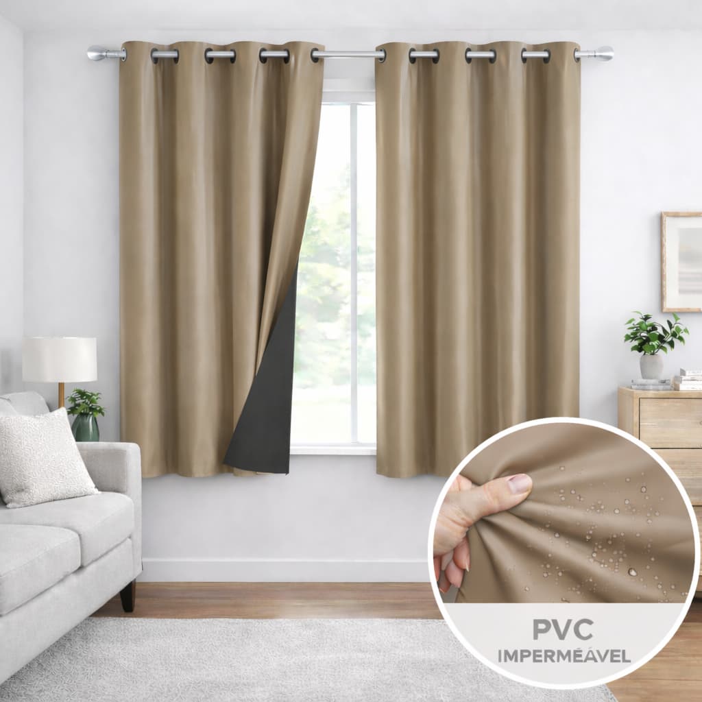 Cortina Blackout PVC 2,20x1,40 Para Sala Quarto Ou Cozinha Corta-Luz