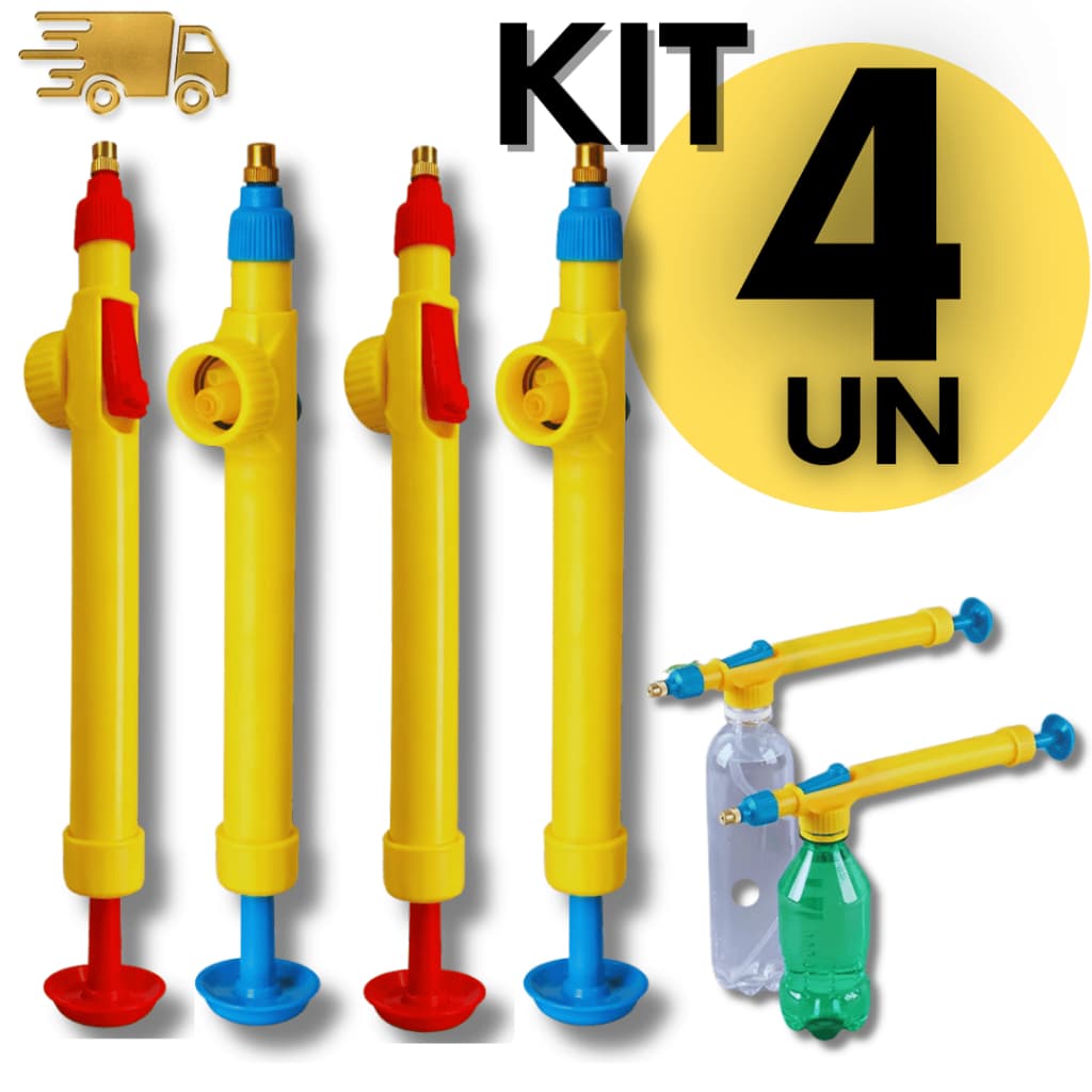 Jogo 4 Pulverizador Borrifador Para Garrafa Pet Com Bico Regulável Manual Jardinagem Adaptável