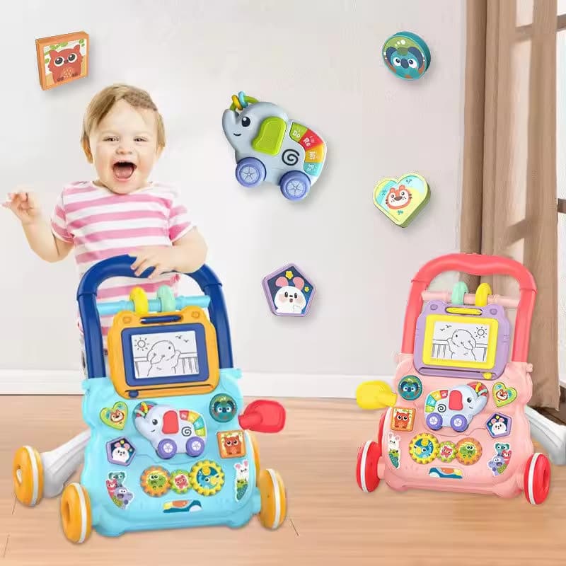 Andador Empurrador Infantil Musical Educativo Quadro Mágico Bebê Yuupi Rosa P20